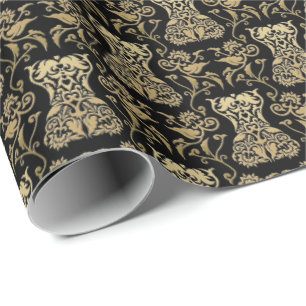 Floral Corset Damask Pattern Wrapping Paper