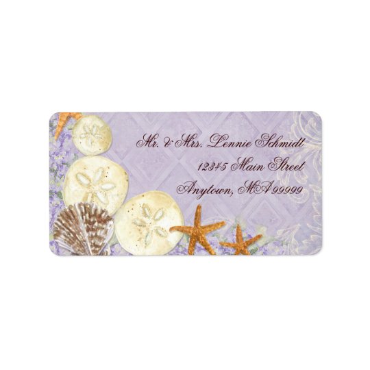 Floral Cottage by the Sea Shells Beachy Wedding Address Label