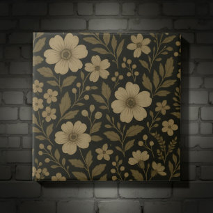 Floral Cottagecore Dark Whimsical Antique Ceramic Tile