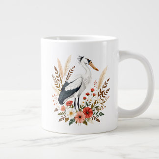 Floral cottagecore farmhouse shoebill large coffee mug