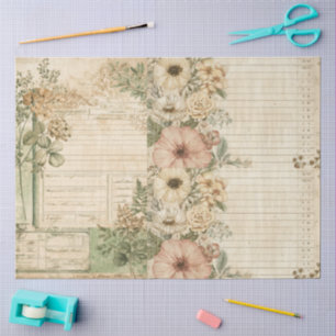 Floral Cottagecore Scrapbook Ephemera Collage Tissue Paper