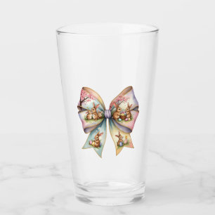 Floral Cottontail Bunny Coquette Bow Rabbit Easter Glass