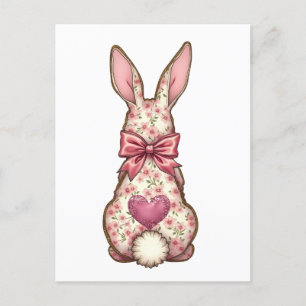Floral Cottontail Bunny Coquette Bow Rabbit Easter Invitation Postcard