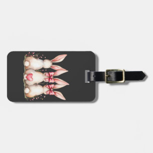 Floral Cottontail Bunny Coquette Bow Rabbit Easter Luggage Tag