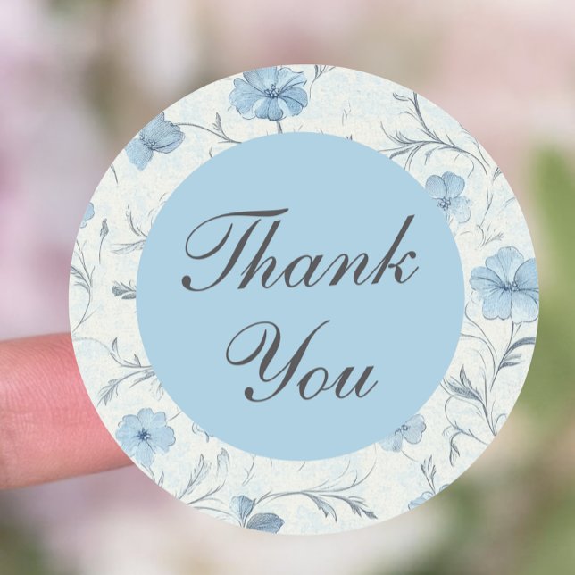 Floral Country Garden Elegant Wedding Thank You Classic Round Sticker (Creator Uploaded)