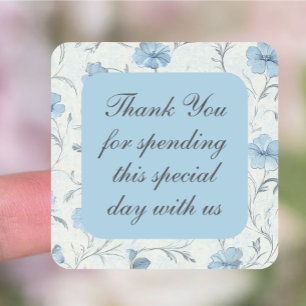 Floral Country Garden Elegant Wedding Thank You Square Sticker