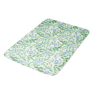 Floral Country-style Blue White Periwinkle Pattern Bath Mat