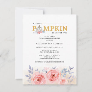 Floral Couples Baby Shower Pumpkin Invitation