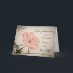 Floral Cousin and His Wife Anniversary Card<br><div class="desc">Happy wedding anniversary card for cousin and his wife with pretty vintage pink flowers,  and heartfelt verse.</div>