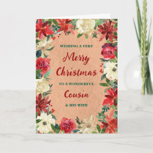 Floral Cousin & his Wife Merry Christmas Card