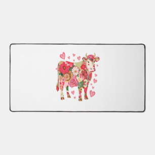 Floral Cow , Cute Cow Design  Desk Mat