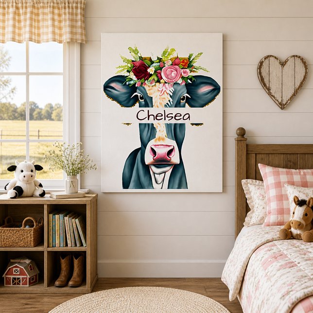 Floral cow personalised  poster (Creator Uploaded)