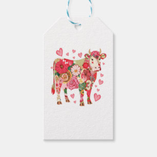 Floral Cow Png, Cute Cow Design Png Gift Tags