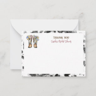 Floral Cowboy Boots Bridal Shower Thank You Card