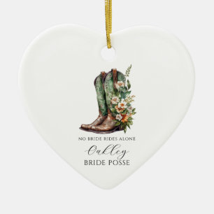 Floral Cowgirl Boots Bridesmaid Ceramic Ornament