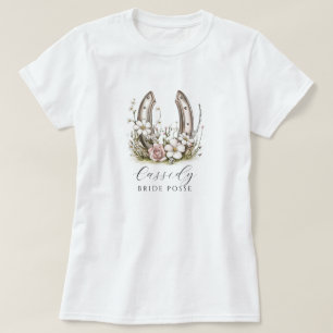Floral Cowgirl Bride Posse Floral Horseshoe T-Shirt