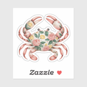 Floral Crab Art Coastal Design