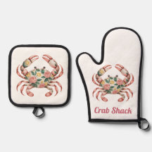 Floral Crab Art Coastal Design 