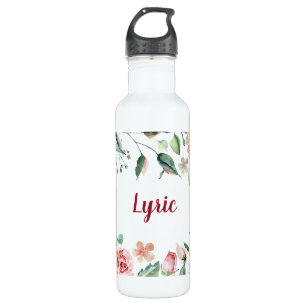 Floral Cream and Rose Watercolor 710 Ml Water Bottle
