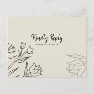 Floral Cream Menu Choice RSVP Postcard