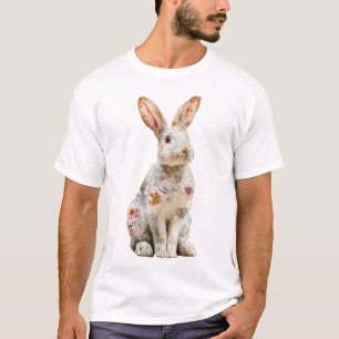 Floral Cream Rabbit Portrait Men T-Shirt