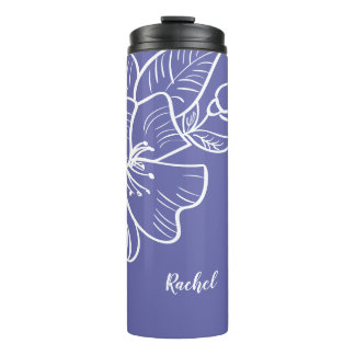 Floral Create Your Own Name Botanical Periwinkle Thermal Tumbler