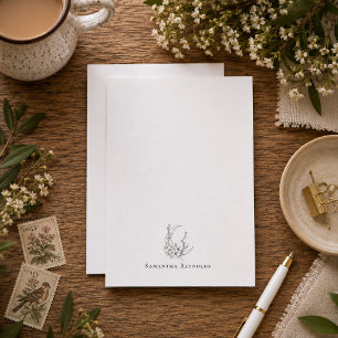 Floral Crescent Moon Personalised Note Card