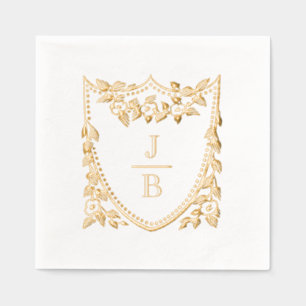 Floral Crest 2 Initial Wedding Monogram #2CA-ND Foil Napkins