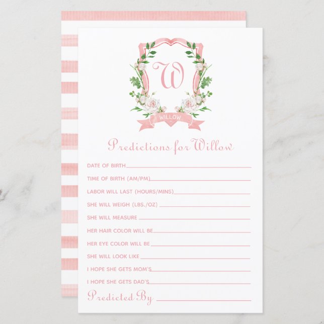 Floral Crest Baby Predictions               (Front/Back)