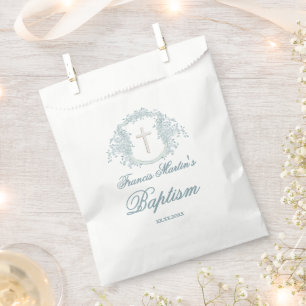 floral crest Baptism Favour Bag