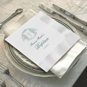 floral crest   Baptism Napkin