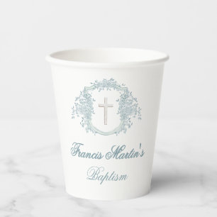 floral crest   Baptism Paper Cups