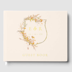 Floral Crest Monogram Fall Wedding Guest Book