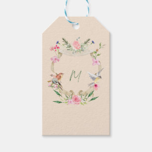 Floral Crest Monogram Gender Neutral Gift Tags