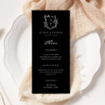 Floral Crest Monogram Wedding Flat Menu<br><div class="desc">Floral crest monogram wedding menu.</div>