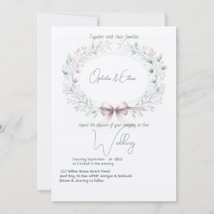 Floral Crest Shabby Chic Typography wedding Invitation
