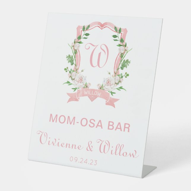 Floral Crest Shower Welcome Pedestal Sign (Front)