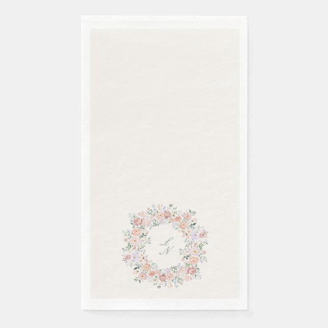 Floral Crest Wedding Monogram Napkin (Front)