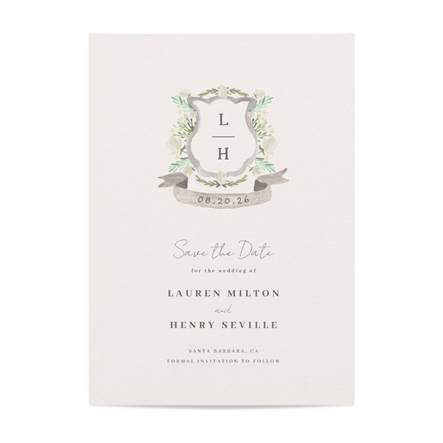 Floral Crest Wedding Save The Date (Creator Uploaded)