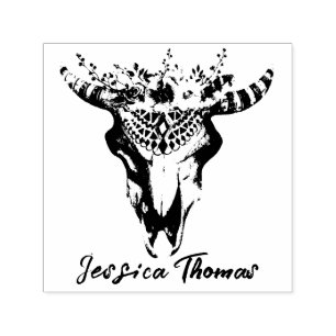 Floral Crested Bohemian Art Rubber Stamp