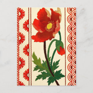 Floral Crewel Embroidery Postcard