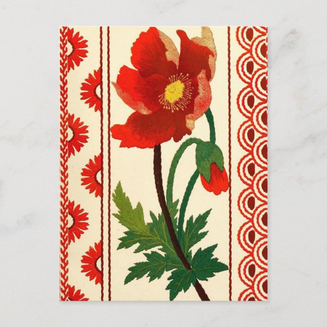 Floral Crewel Embroidery Postcard (Front)