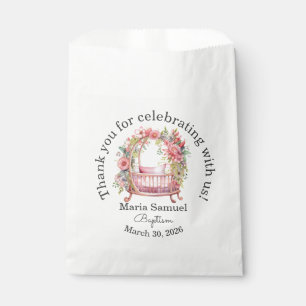 Floral Crib Baby Girl Sticker Pink Favour Bag