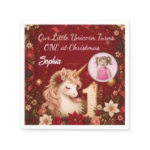 Floral Crimson Unicorn 1st Birthday Christmas