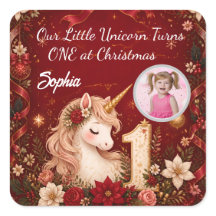 Floral Crimson Unicorn 1st Birthday Christmas
