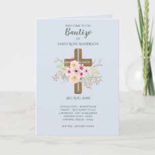 Floral Cross BAUTIZO Bautismo Baptism Program