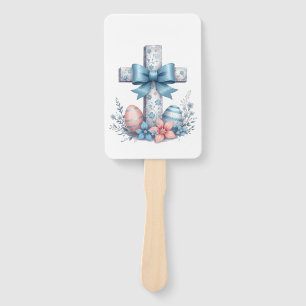 Floral Cross Coquette Jesus Bow Christian Religion Hand Fan