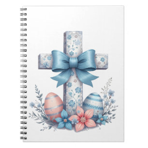Floral Cross Coquette Jesus Bow Christian Religion Notebook