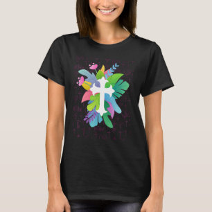 Floral Cross Crucifix God Bible Christ Christian T-Shirt