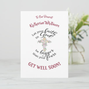 Floral cross custom get well card